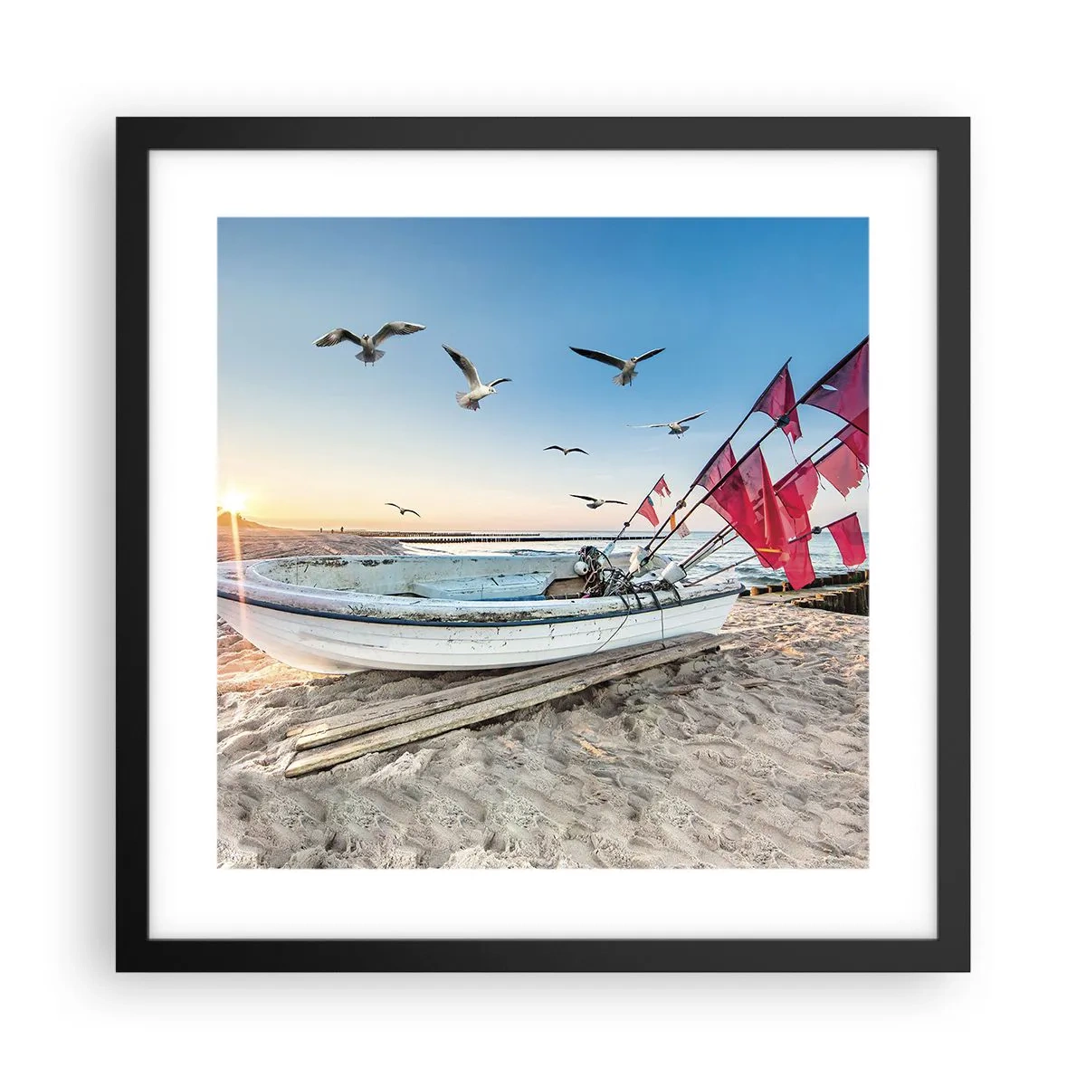 Póster en marco negro - Un merecido descanso - 40x40 cm