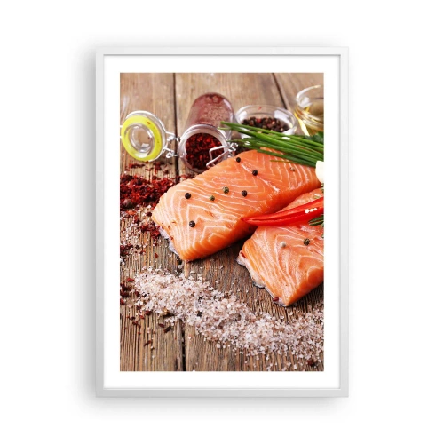 Póster en marco blanco - Una aventura noruega en la cocina - 50x70 cm