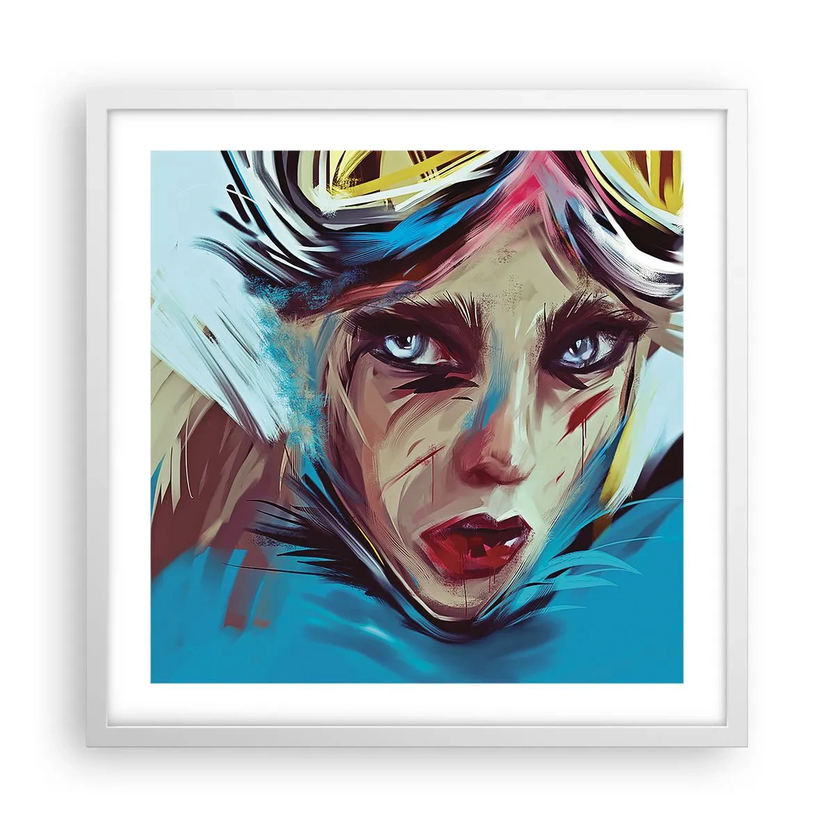 Póster en marco blanco - Guerrera colorida - 50x50 cm