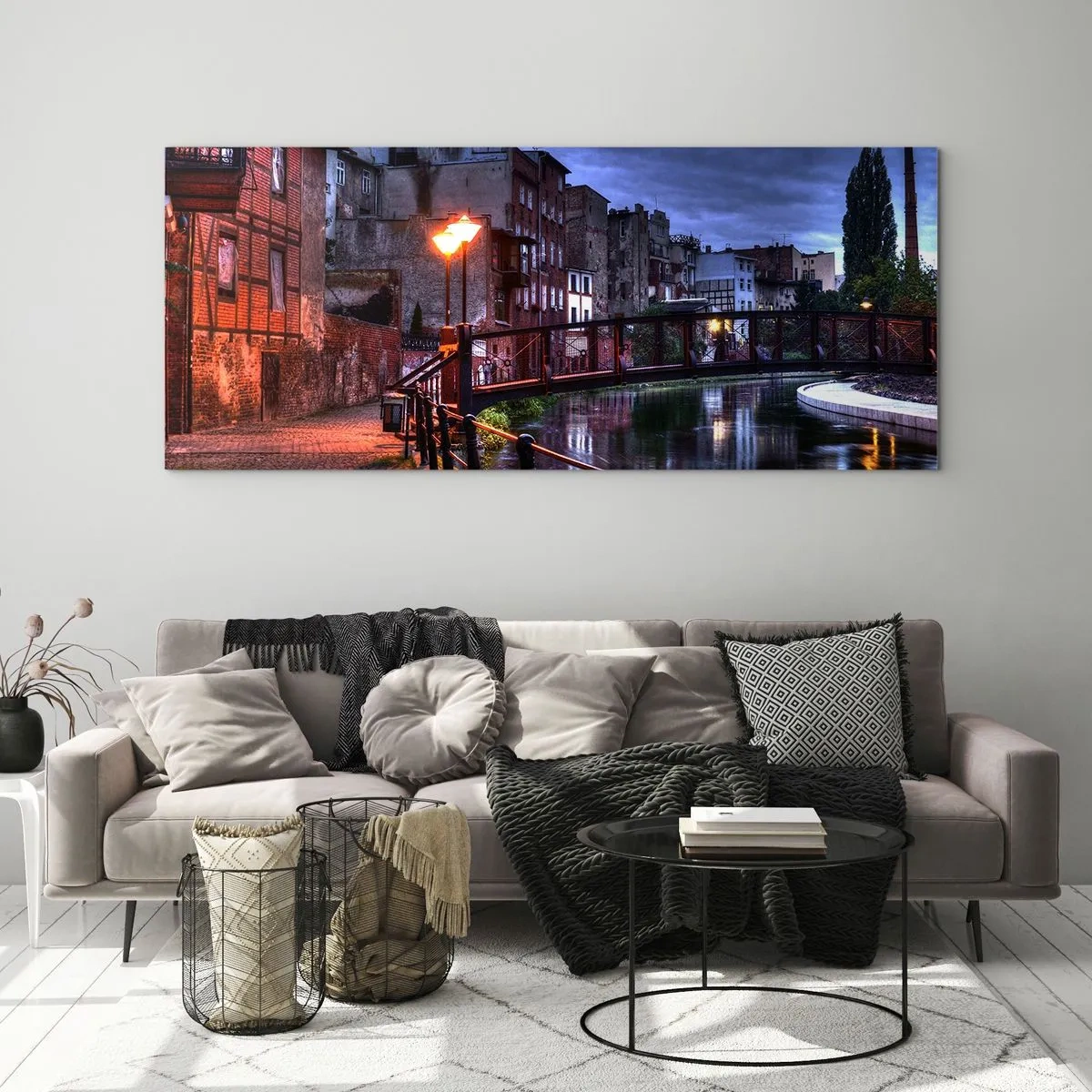 Cuadro sobre vidrio - Impresiones sobre Vidrio - No conocías Bydgoszcz así - 90x30 cm