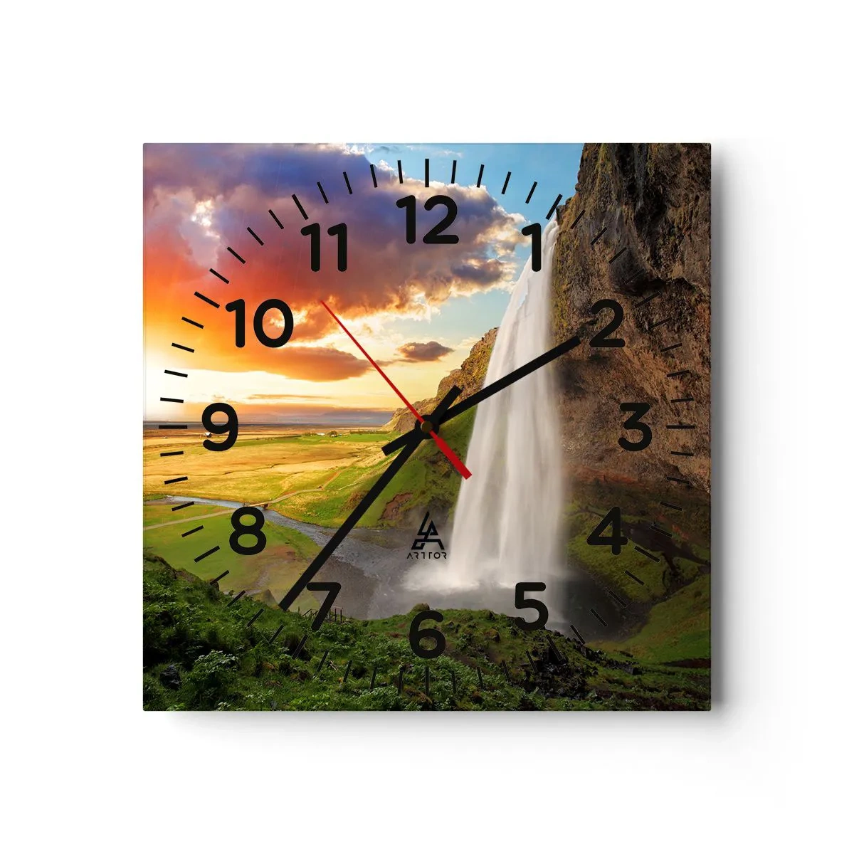 Reloj de pared - Reloj de vidrio - La plenitud del verano islandés - 40x40 cm