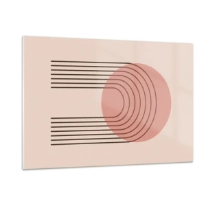 Cuadro sobre vidrio - Impresiones sobre Vidrio - Gráficos geométricos minimalistas en tonos beige. - 120x80cm - Atracción irresistible - Decoración de pared moderna para salón y dormitorio ARTTOR