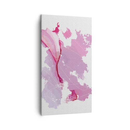 Cuadro sobre lienzo - Impresión de Imagen - Mapa de un mundo rosa - 45x80 cm