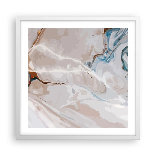 Póster en marco blanco - El azul serpentea por el blanco - 50x50 cm