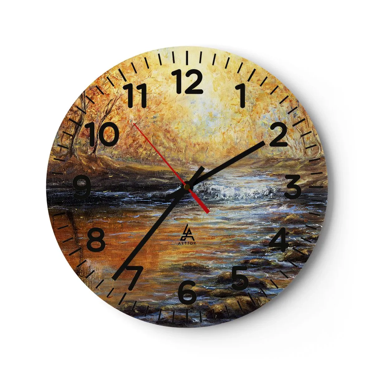 Reloj de pared - Reloj de vidrio - Arroyo de oro - 40x40 cm