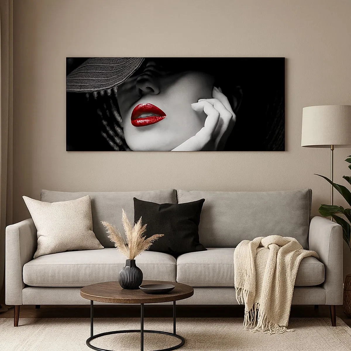 Cuadro sobre lienzo - Impresión de Imagen - Estudio en escarlata - 100x40 cm