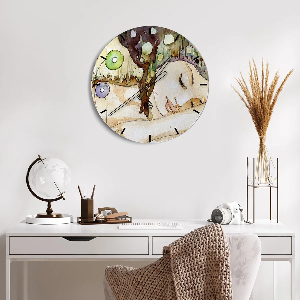 Reloj de pared - Reloj de vidrio - Sueño esmeralda y violeta - 40x40 cm