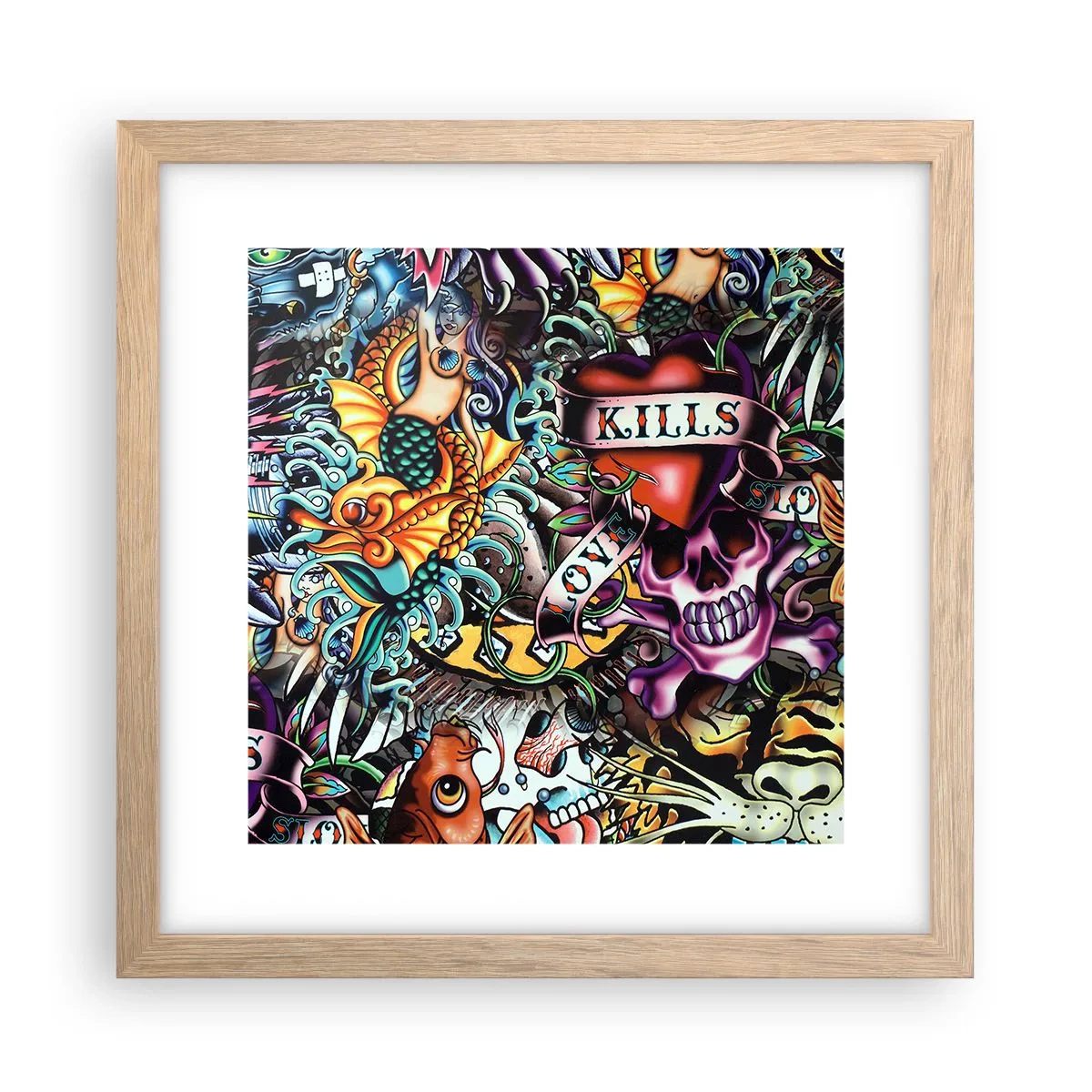 Póster en marco roble claro - El sueño de un tatuador - 30x30 cm