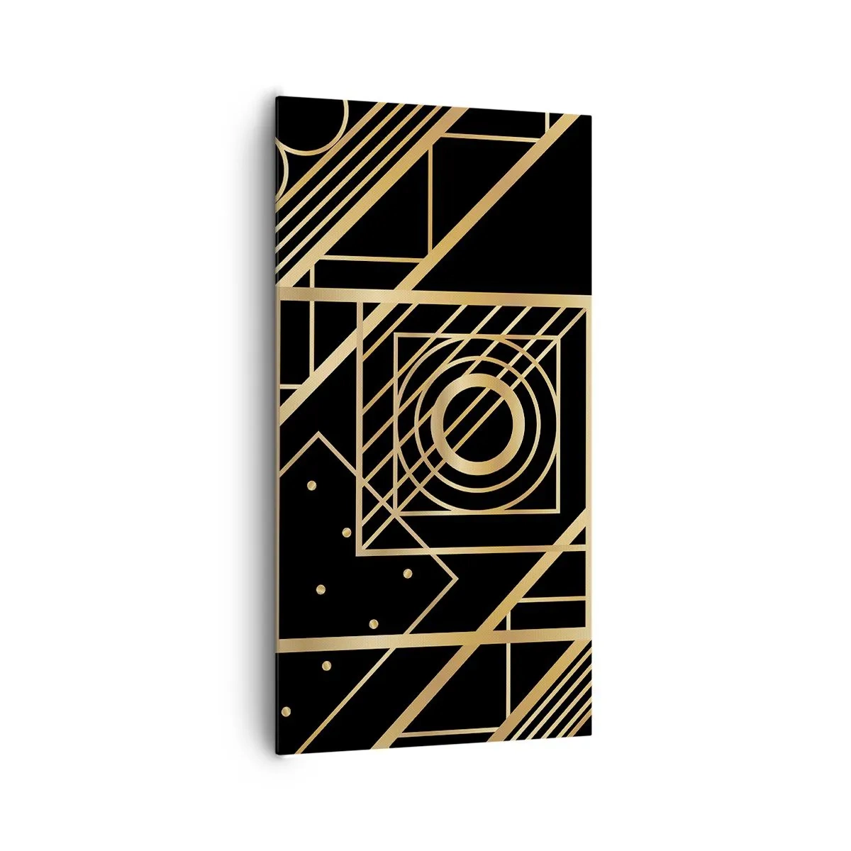 Cuadro sobre lienzo - Impresión de Imagen - Geometría dorada - 65x120 cm