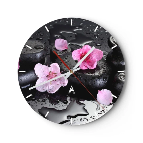 Reloj de pared - Reloj de vidrio - Y una piedra cae del corazón - 40x40 cm