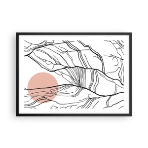 Póster en marco negro - Líneas minimalistas con acento geométrico. - 70x50cm - En una red de ramas - Decoración de pared moderna para salón y dormitorio ARTTOR