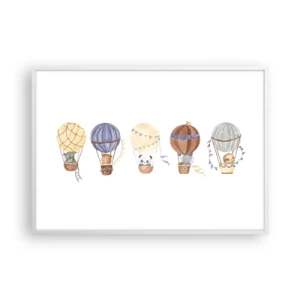 Póster en marco blanco - Amigos de viaje - 100x70 cm