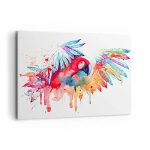 Cuadro sobre lienzo - Impresión de Imagen - Un loro en estilo artístico de acuarela. - 100x70cm - Loros coloridos - Decoración de pared moderna para salón y dormitorio ARTTOR