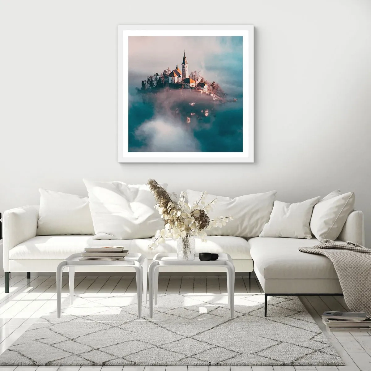 Póster en marco blanco - Isla de los sueños - 50x50 cm