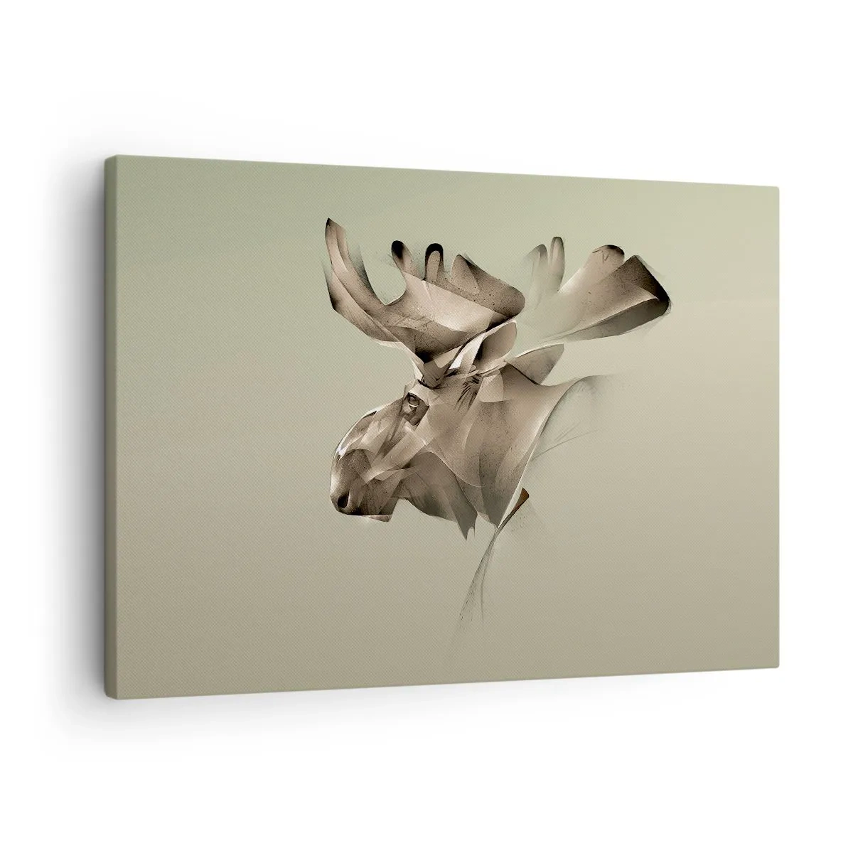 Cuadro sobre lienzo - Impresión de Imagen - Una imagen abstracta de un alce sobre un fondo minimalista. - 70x50cm - El suave poder de la paz - Decoración de pared moderna para salón y dormitorio ARTTOR