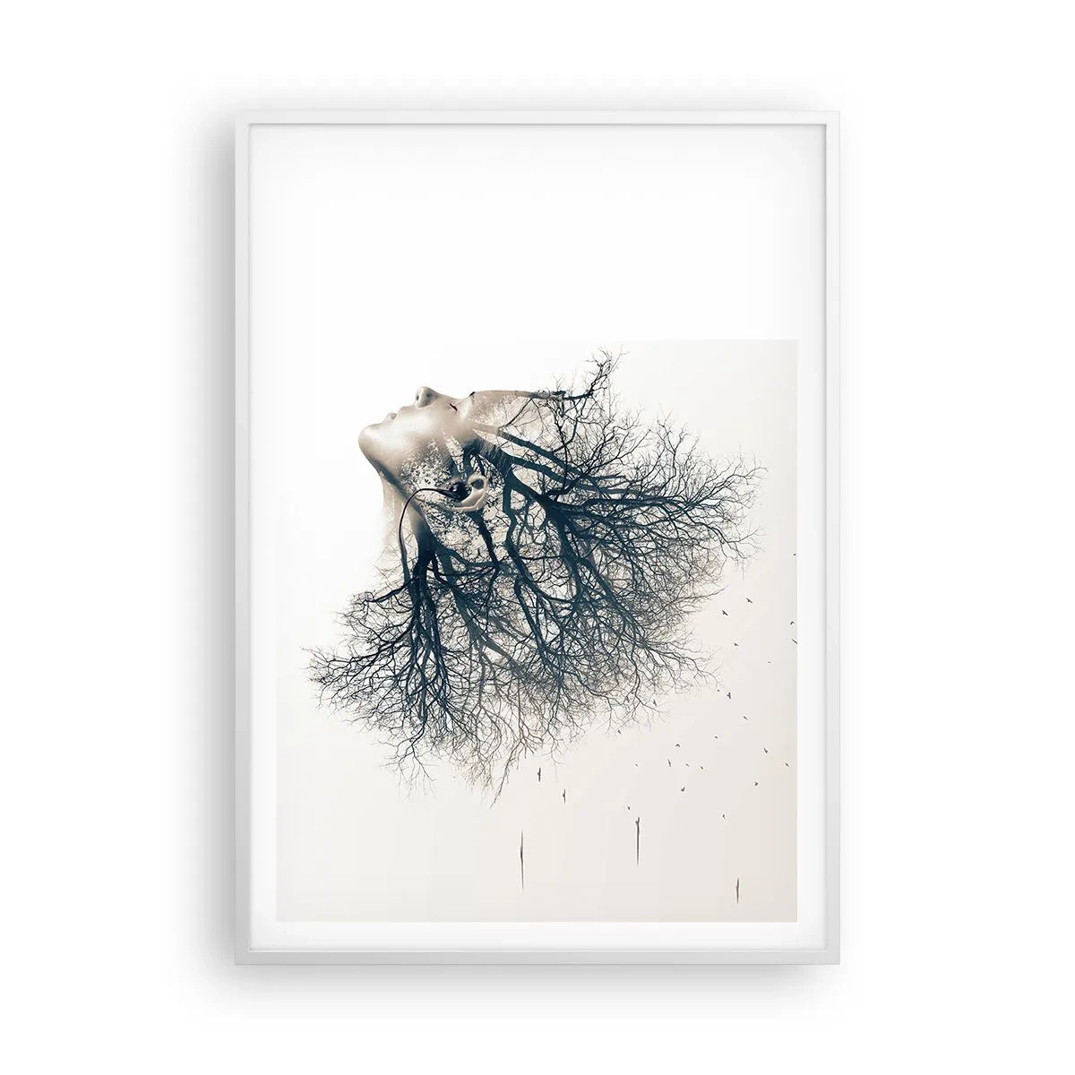Póster en marco blanco - Escuchando el susurro de un árbol - 70x100 cm