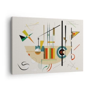 Cuadro sobre lienzo - Impresión de Imagen - Abstracción colorida con formas geométricas. - 70x50cm - Y el mundo ríe - Decoración de pared moderna para salón y dormitorio ARTTOR