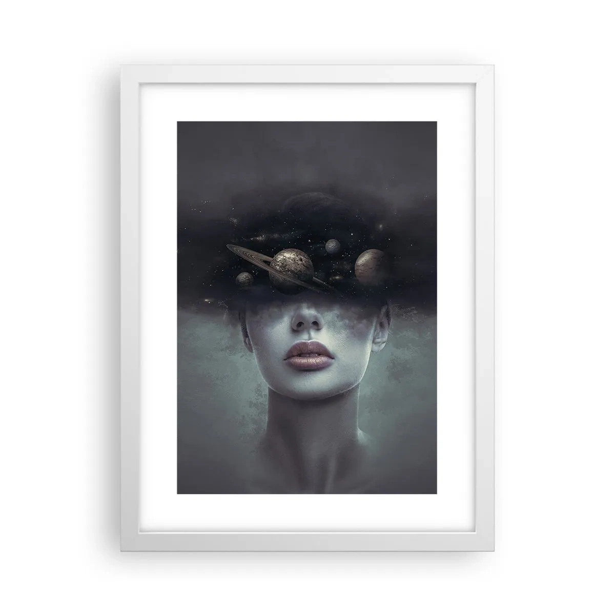 Póster en marco blanco - Y los planetas sienten... - 30x40 cm