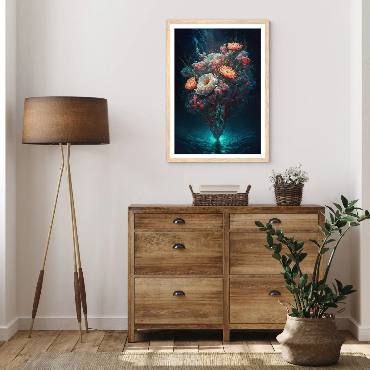 Póster en marco roble claro - Extraño jardín - 30x40 cm