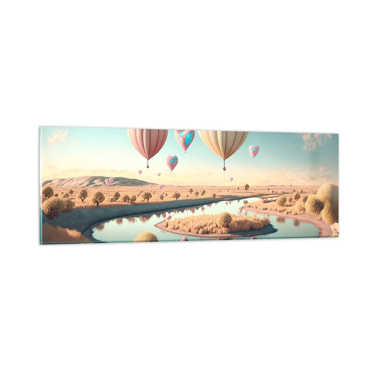 Cuadro sobre vidrio - Impresiones sobre Vidrio - El amor te hace volar - 90x30 cm