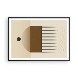 Póster en marco negro - Composición geométrica abstracta en tonos beige y marrón. - 100x70cm - Varios estados - Decoración de pared moderna para salón y dormitorio ARTTOR