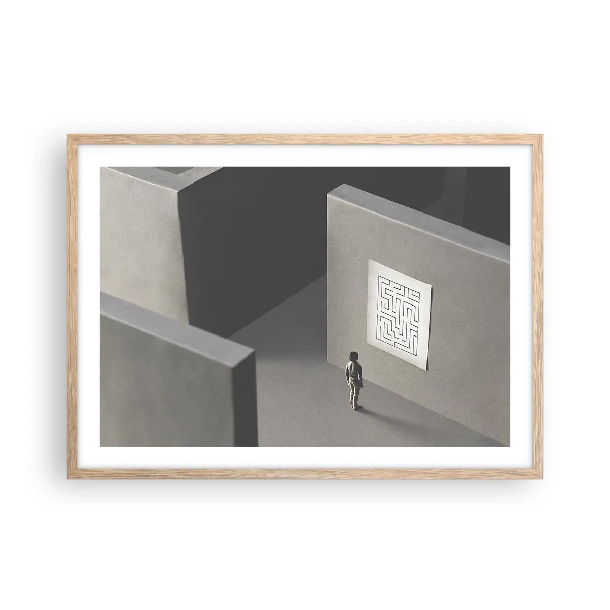 Póster en marco roble claro - ¿Pero dónde estoy? - 70x50 cm