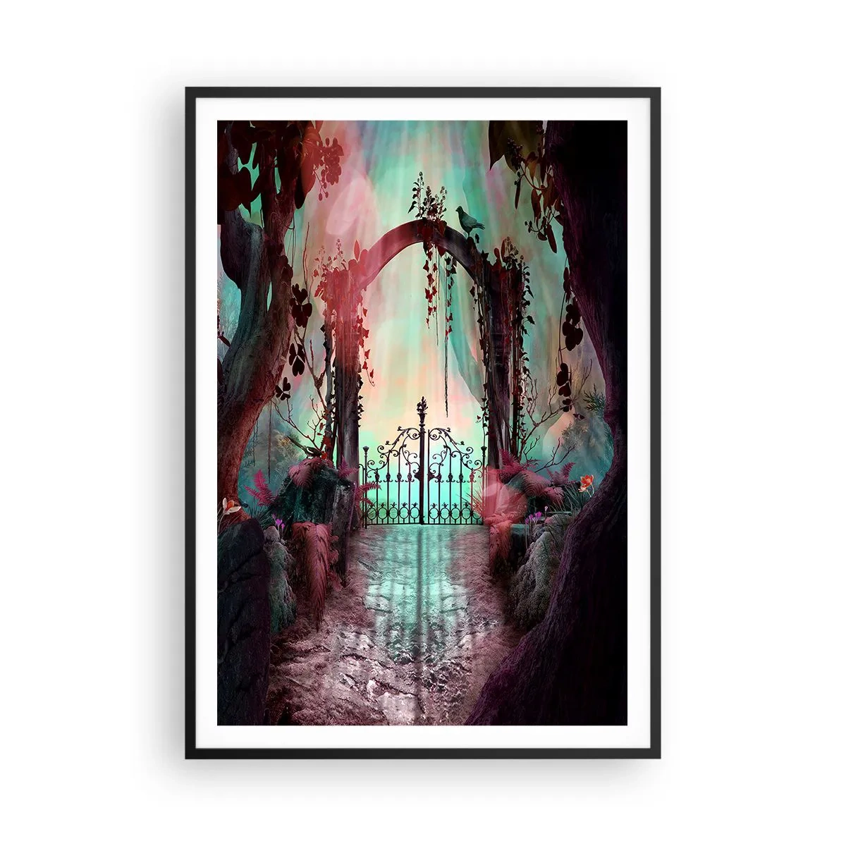 Póster en marco negro - Jardín secreto - 70x100 cm