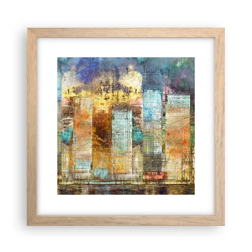 Póster en marco roble claro - Metrópolis soleada - 30x30 cm