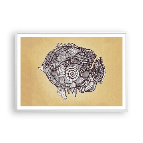 Póster en marco blanco - De un océano de ornamentos - 100x70 cm