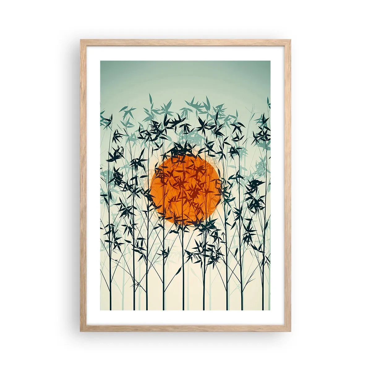 Póster en marco roble claro - El sol de Japón - 50x70 cm