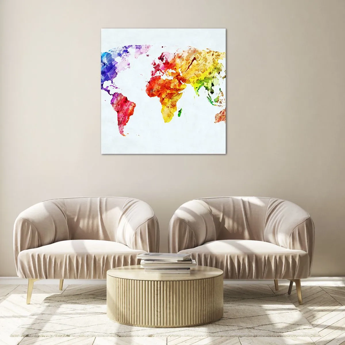 Cuadro sobre vidrio - Impresiones sobre Vidrio - Todos los colores del mundo - 30x30 cm