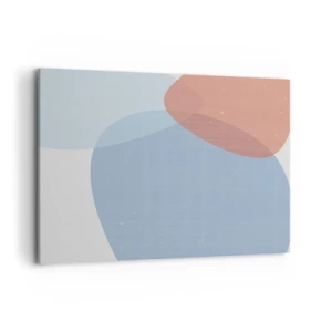 Cuadro sobre lienzo - Impresión de Imagen - Una composición abstracta en tonos pastel azul y rosa con formas orgánicas. - 100x70cm - Relaciones en colores pastel - Decoración de pared moderna para salón y dormitorio ARTTOR