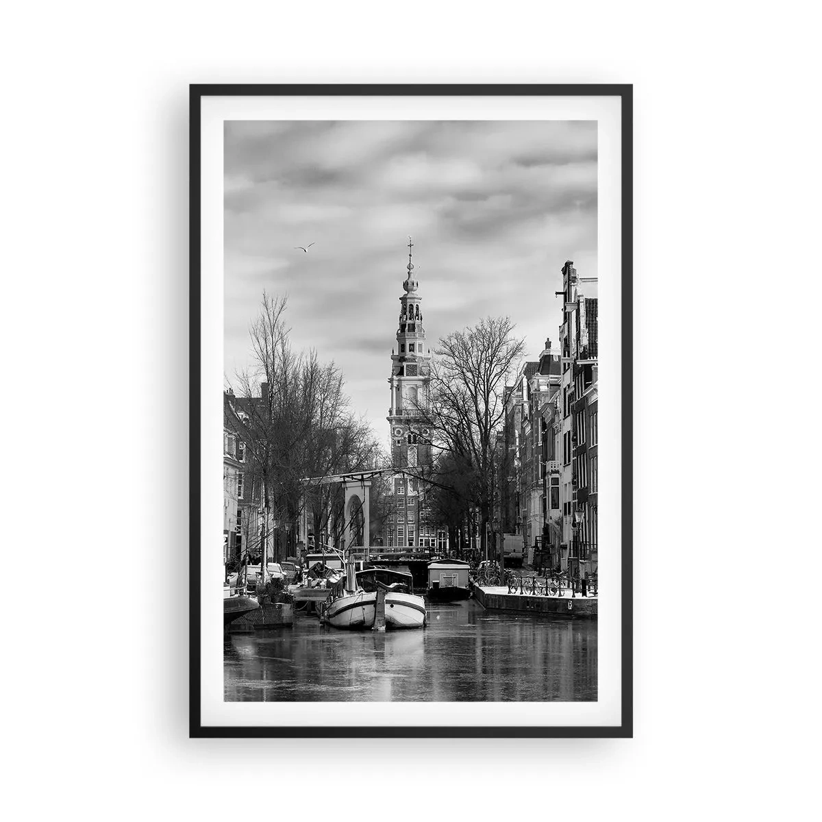 Póster en marco negro - Ambiente de Ámsterdam - 61x91 cm