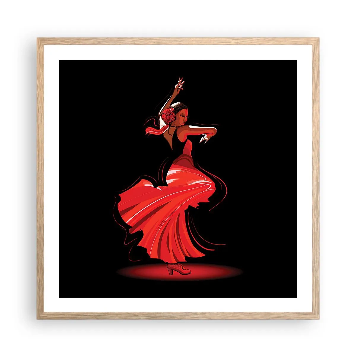 Póster en marco roble claro - El espíritu ardiente del flamenco - 60x60 cm