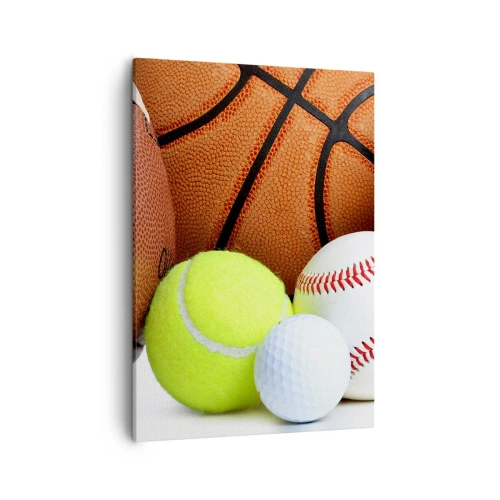 Cuadro sobre lienzo - Impresión de Imagen - Balones de diversas disciplinas deportivas - 50x70cm - Unidos por el deporte - Decoración de pared moderna para salón y dormitorio ARTTOR