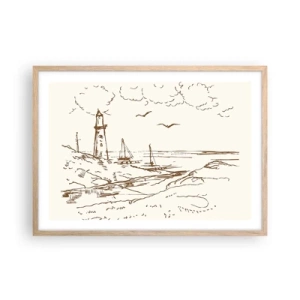 Póster en marco roble claro - Un esbozo de un recuerdo de verano - 70x50 cm