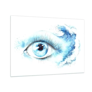 Cuadro sobre vidrio - Impresiones sobre Vidrio - Ojo azul en acuarela artística - 100x70cm - Sumérgete en el azul de tu mirada - Decoración de pared moderna para salón y dormitorio ARTTOR