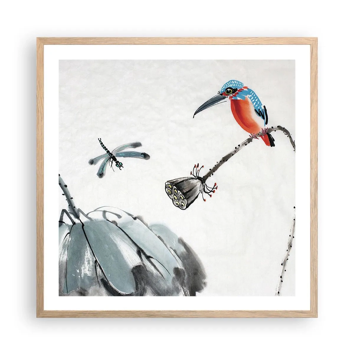 Póster en marco roble claro - La vida de la pradera - 60x60 cm