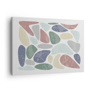 Cuadro sobre lienzo - Impresión de Imagen - Formas orgánicas coloridas sobre un fondo blanco - 70x50cm - Mosaico de colores empolvados - Decoración de pared moderna para salón y dormitorio ARTTOR