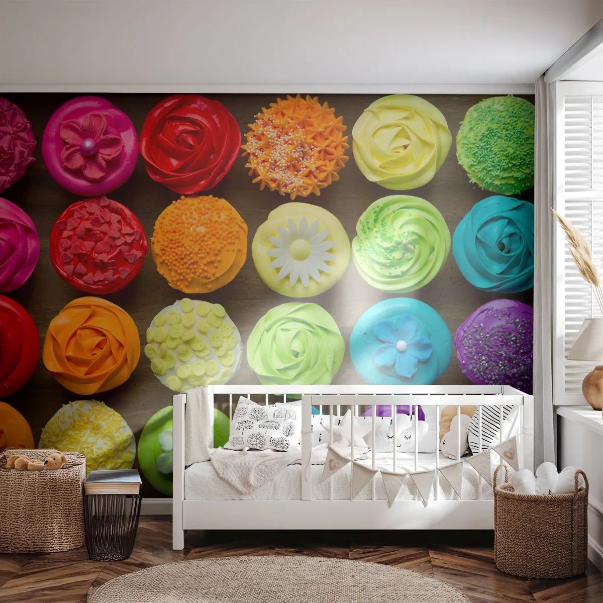 Fotomural Premium Sand - Cada uno diferente - todos deliciosos - Gastronomía, galletas coloridas, 3D - 100x70 cm
