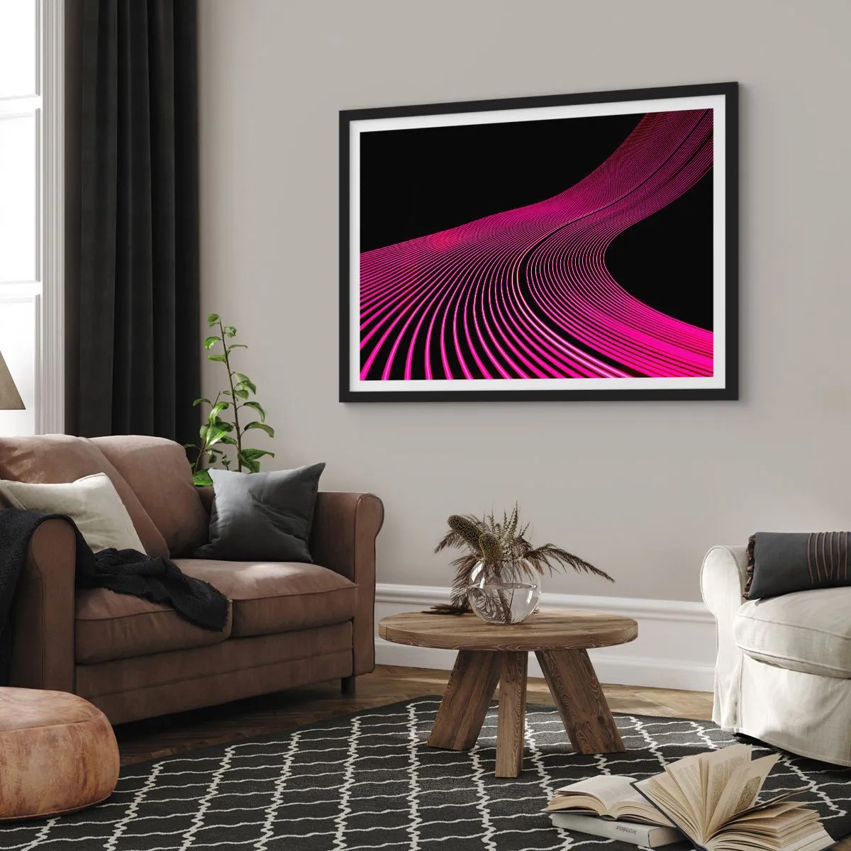 Póster en marco negro - Avenida de luz - 40x30 cm