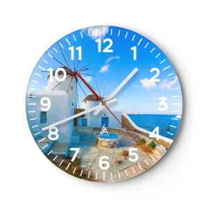 Reloj de pared - Reloj de vidrio - Viento azul marino - 40x40 cm