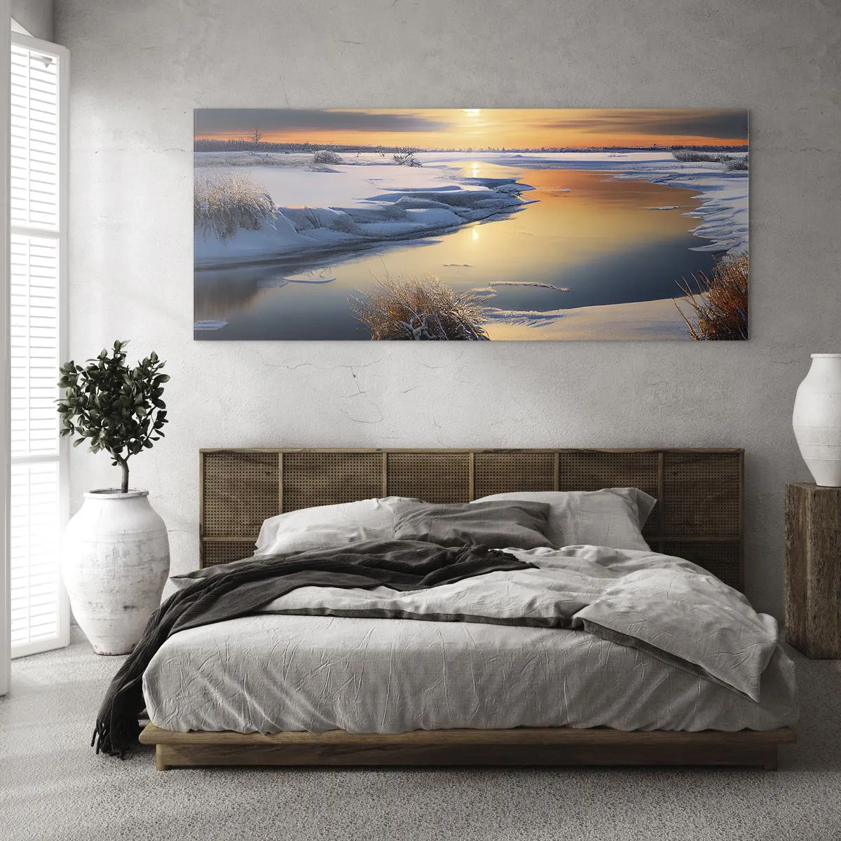 Cuadro sobre vidrio - Impresiones sobre Vidrio - Atardecer de invierno - 100x40 cm
