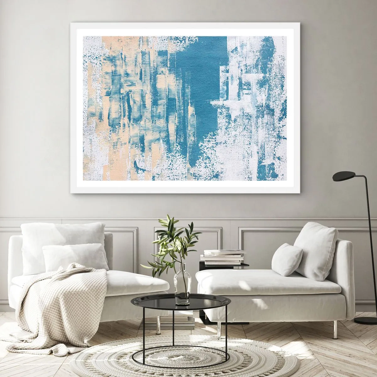 Póster en marco blanco - A través de un carámbano - 91x61 cm