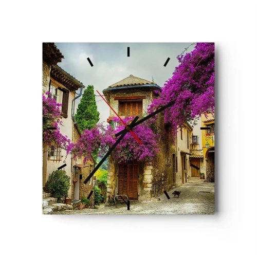 Reloj de pared - Reloj de vidrio - Bajo un manto de flores - 40x40 cm