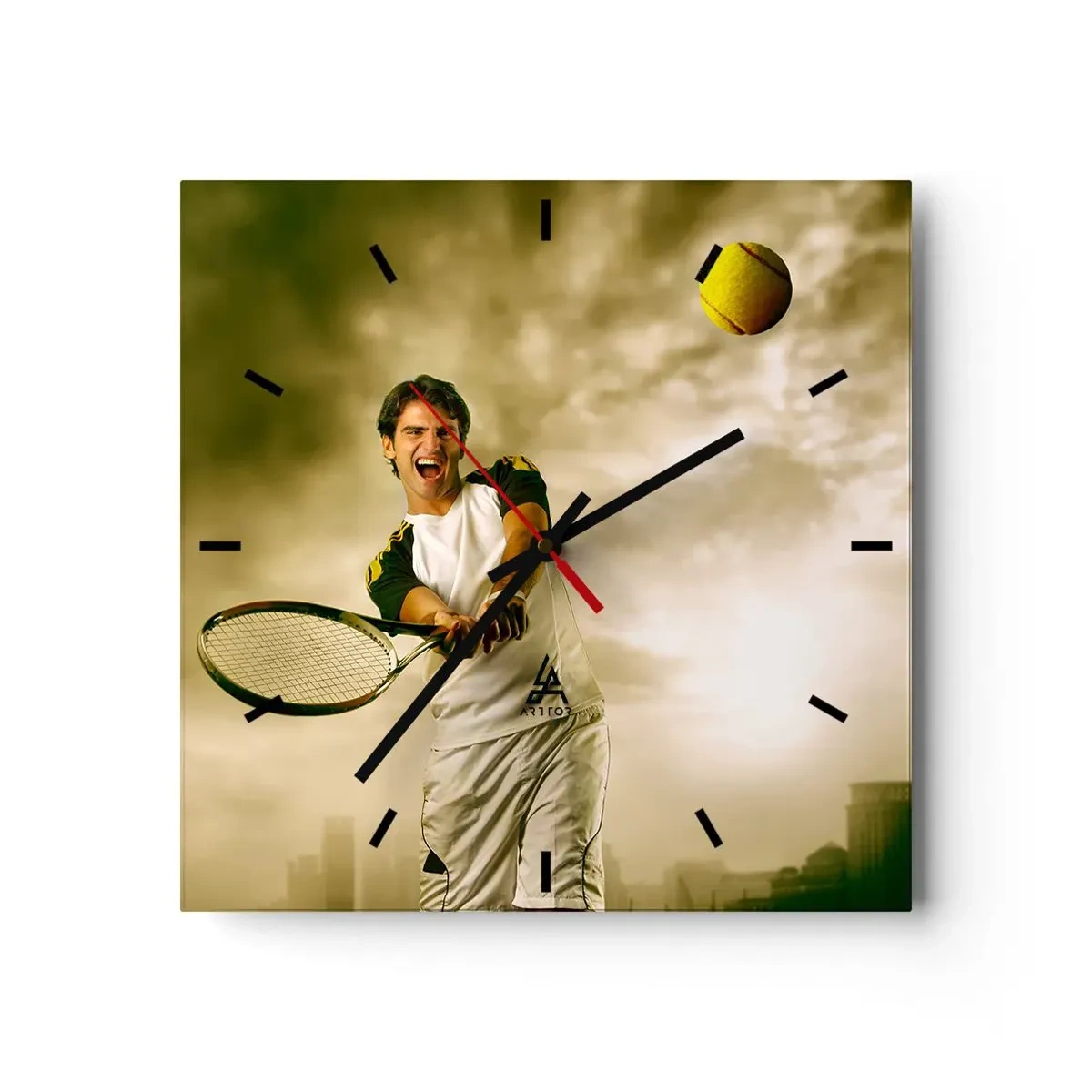 Reloj de pared - Reloj de vidrio - Energía y alegría - 40x40 cm