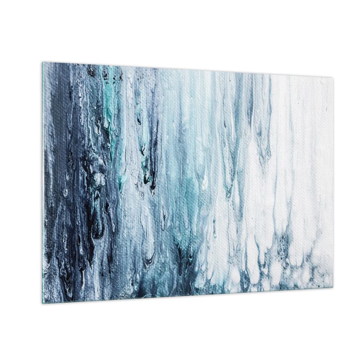 Cuadro sobre vidrio - Impresiones sobre Vidrio - Un patrón abstracto que se asemeja a corrientes de agua en tonos azules. - 100x70cm - Carámbanos de azul - Decoración de pared moderna para salón y dormitorio ARTTOR