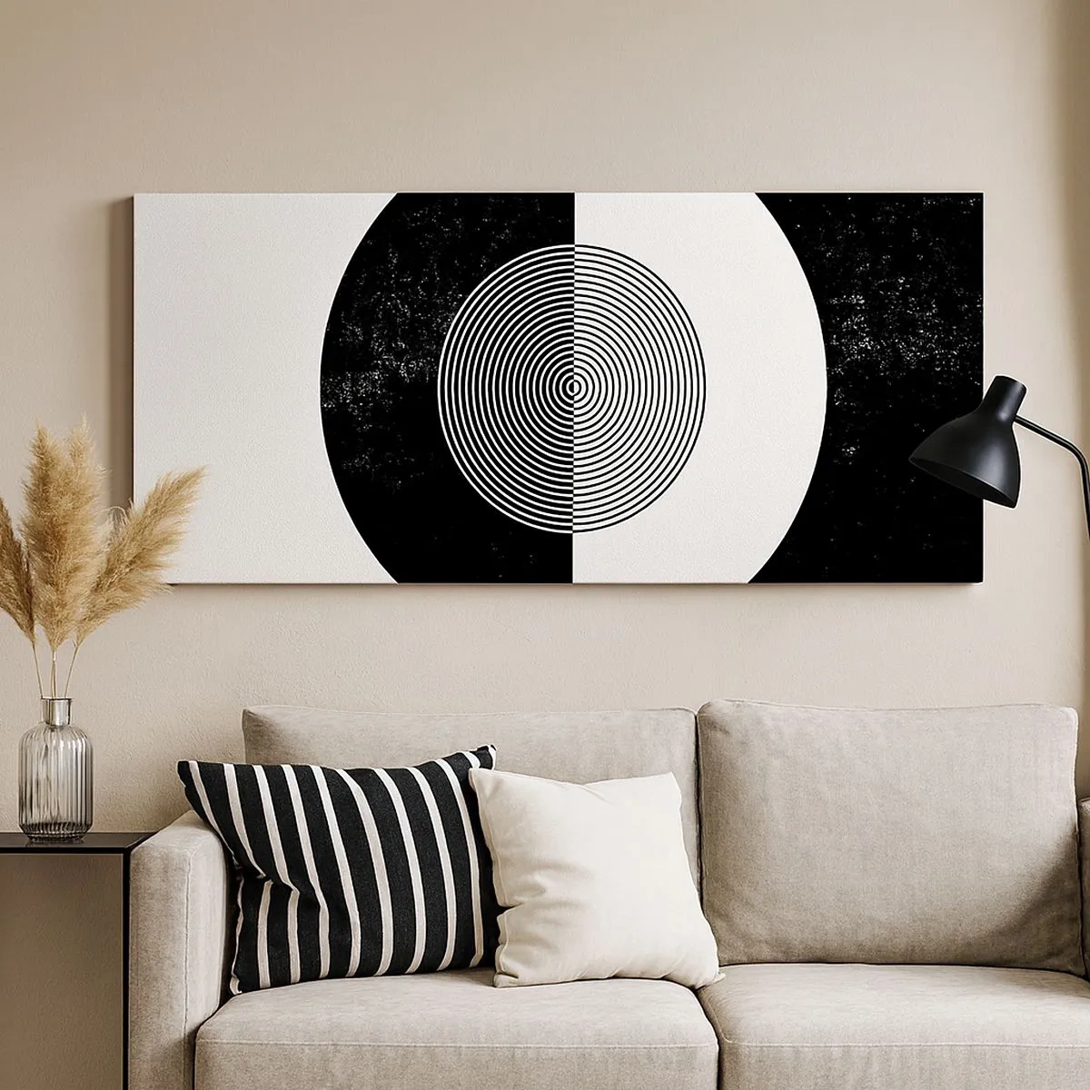Cuadro sobre lienzo - Impresión de Imagen - Armonía en blanco y negro - 100x40 cm