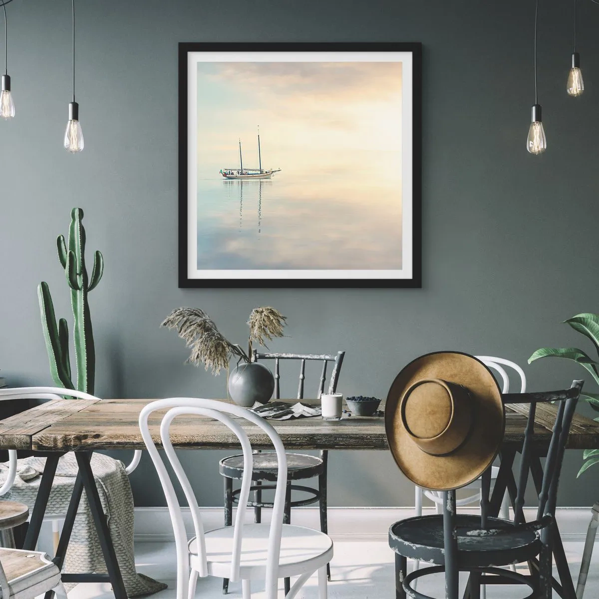 Póster en marco negro - En un mar de silencio - 60x60 cm