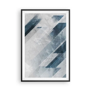 Póster en marco negro - Composición espacial - movimiento de grises - 61x91 cm
